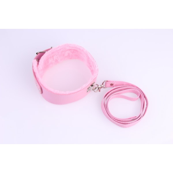 Bondage-set i rosa plyschläder för vuxna