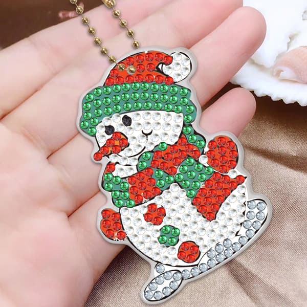 #4 Pakk DIY Diamantmaleri Nøkkelringer til Jul#