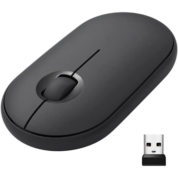 Musta langaton hiiri Bluetoothilla tai 2,4 GHz -vastaanottimella, hiljainen