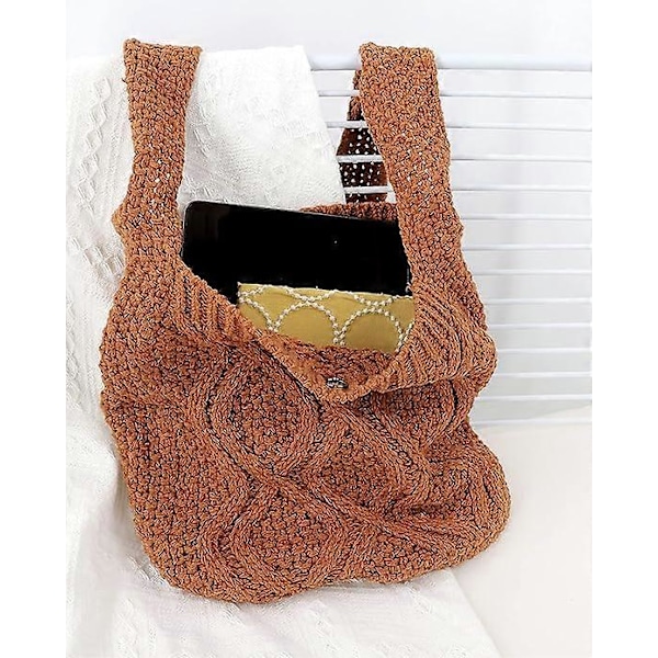 Dame Skuldertaske Hæklet Taske Skulder Shopping Taske Tote Aest