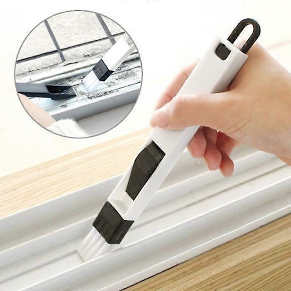Plastikkhjørner og -kanter Støv Multifunksjonell Rengjøringsbørste for Vindusramme, Tastatur med Mini Støvbrett, Hvit 18,5*2cm