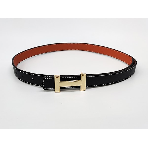 #Tyndt bælte i koeskindslegering, vendbart, 105CM#