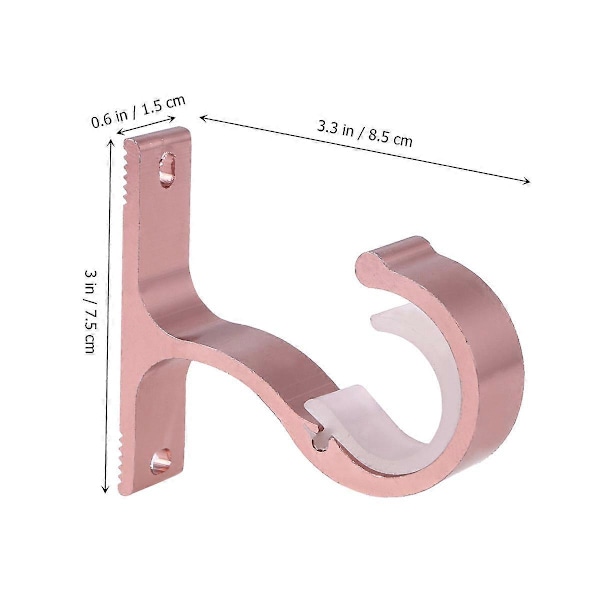 2 ST Gardinstång Aluminiumlegering Tjockt Enkelt Fäste Monteringsfäste (Roséguld)