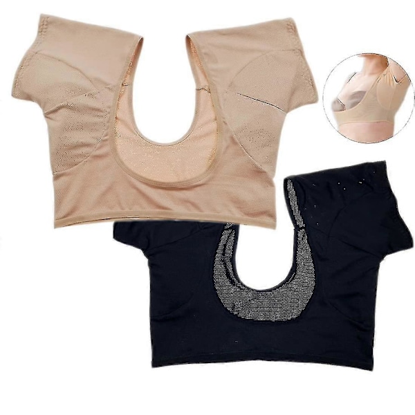 2 st Underarms Svettväst, Andningsbart Underarms Svettskydd, Tvättbara Armhåle Svettskydd, Kortärmad Svettsäker
