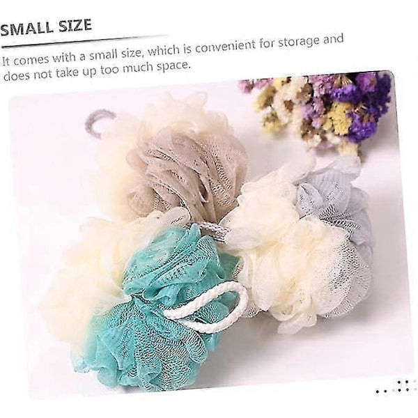 4 stk. tofarvet badebold kropsskrubber brusepuf bade skrubber bruse eksfolierende loofah mesh bruse rengøringssvampe pink grøn grå khaki One Size