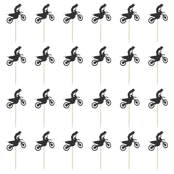24 stk 1 sett Unike Dessertpinner Bursdagsfest Cupcake Toppers (Svart)