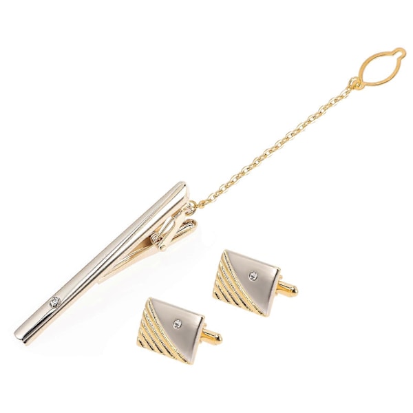 1 Sæt Rhinestone Herre Slips Nåle Slips Klemme Business Skjorter Manchetknapper Gyldne Manchetknapper