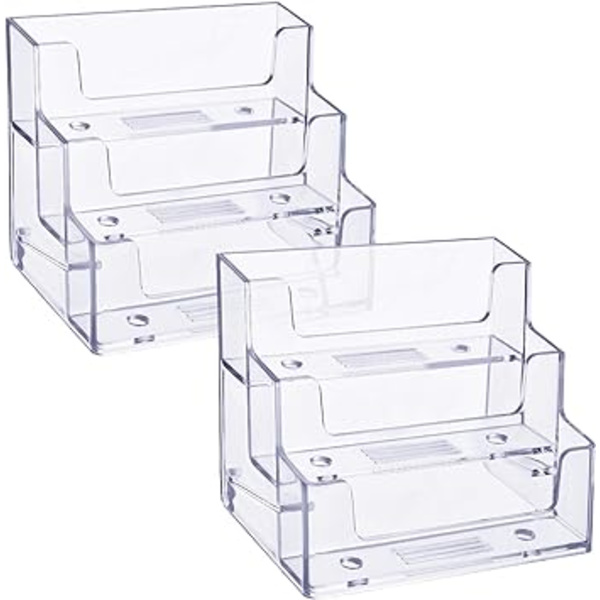 2 Pak Visitkort Holder 3 Trins Plast Kort Stativ Organizer