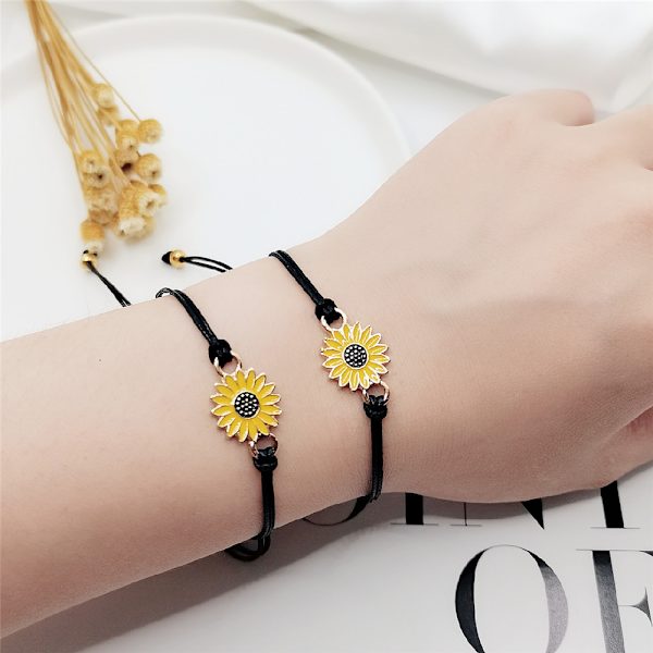 /#/2 stk. Fashion Solsikke Ønske Justerbar Armbånd Flettet Armbånd/#/