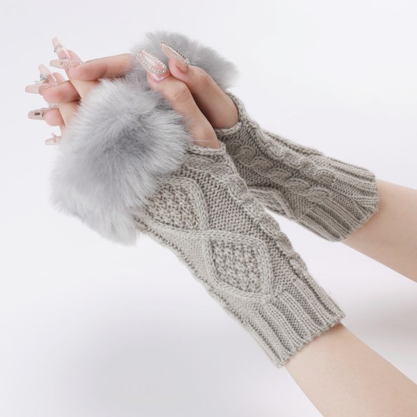 /#/Light gray knitted gloves autumn and winter/#/