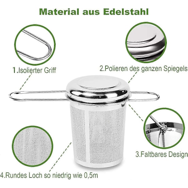 Pakke med 2 te-infusere, løs te-infuser, premium 304 rustfritt stål tefilter