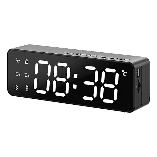 Väckarklocka Audio Bluetooth Högtalare Temperaturvisning Student Kreativ Spegel Liten Kort Gåva Trådlös Klocka Med Bluetooth Uppspelning För H