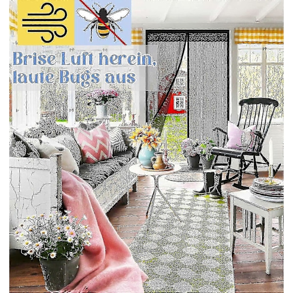 Fluenet Dør Magnet - Ridsefast Insektbeskyttelse Balkondør - 100 X 220 Cm Fluebeskyttelse Terrassedør Uden Boring - Myggenet
