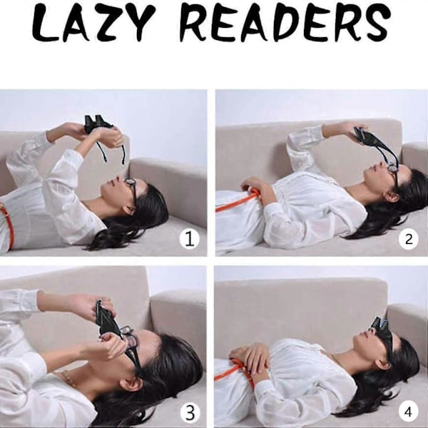 2 kpl Lazy-lasit, universaalit teräväpiirtoiset sängyn prismalasit, vaakasuorat lasit, rentouttavat Lazy Readers -lasit, prisma-periskooppi makuuasennossa lukemiseen