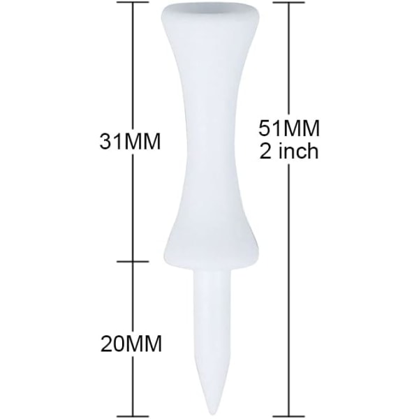 100 kpl Muoviset Golf-Teet - Valkoiset 51 mm