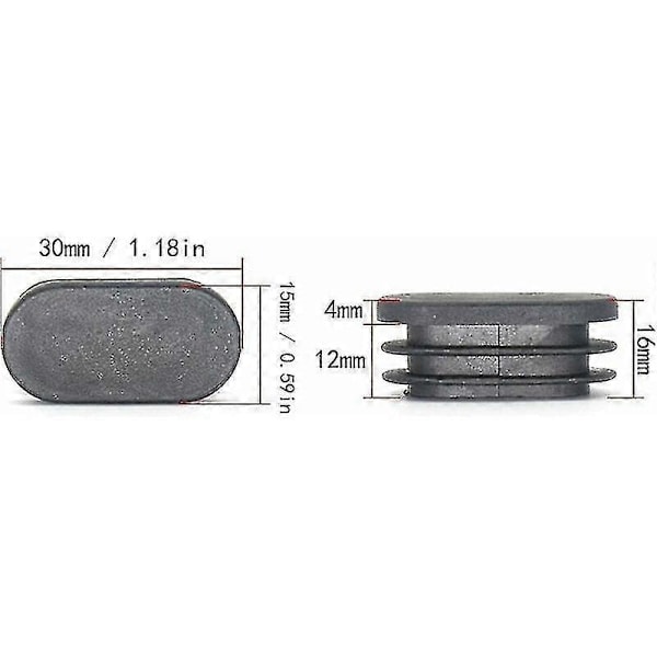 Plastik Møbelbensdæksler Ovalt Stolben Dæksler Plastik Møbelbensdæksler Ovalt Trampolin Stol Dæksler 20stk (15x30mm)