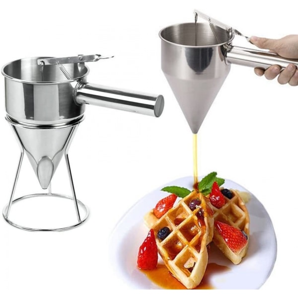 #Kakapop-form med degdispensor för pannkakor tratt i rostfritt stål med hylla#