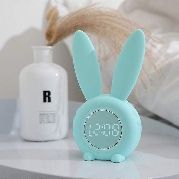 Søt Kanin Vekkerklokke, Snooze-funksjon Nattbordslampe, Automatisk