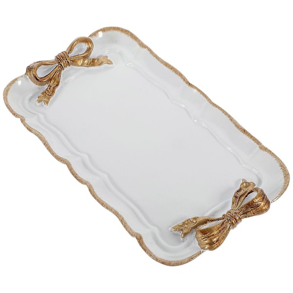 Serveringsfat Rektangulär Bricka Harts Rosett Dessert Serveringsbricka Porslin Bricka