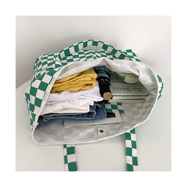 Ternet canvas tote taske (grøn 52*20*32cm) blød tote til kvinder