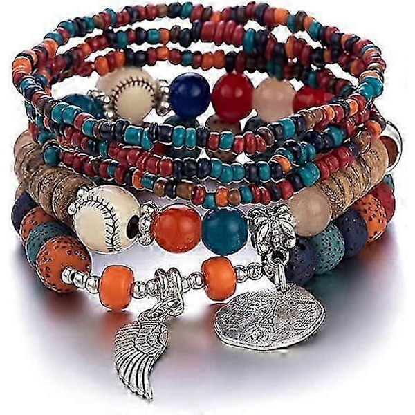 Lagerarmband, stapelbara, röda