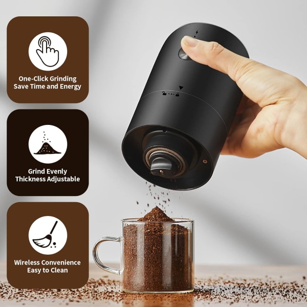 Elektrisk kaffekvarn med keramisk grad Uppladdningsbar bärbar
