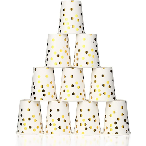 *100 stk/sett 9 oz gullprikkede papirkopper Sett med 100 stk gull engangskopp Papirkopper Kopper*