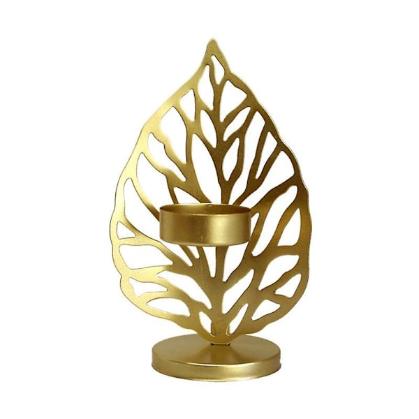 Nordisk Stil Smidesjärn Ihålig Löv Tealight Ljusstake Ljusstativ Heminredning
