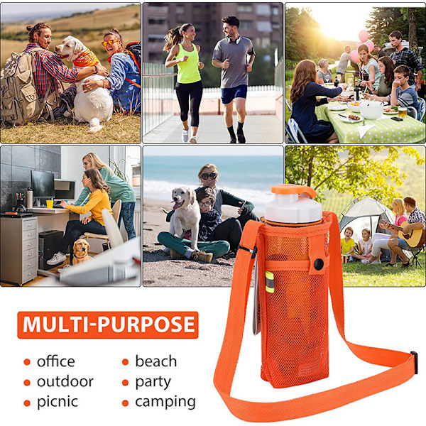 #2 Universal Vandglaspose Kopholder Sports Udendørs Vandkande Kopholder Isoleret Vandflasker med Rem Mesh Bag#