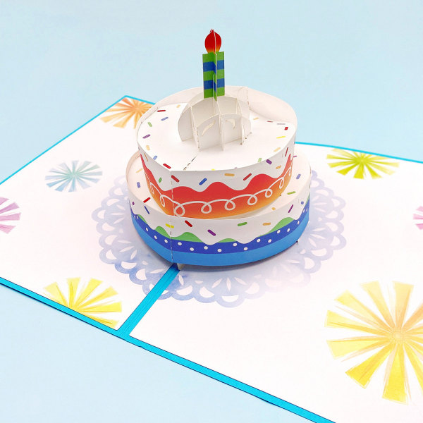 #2 kpl Käsintehtyjä 3D Pop-up Syntymäpäiväkortteja 3D Syntymäpäiväkortti Syntymäpäiväonnittelukortti Pojille Tytöille Miehille Vaimolle Pojalle Äidille Isälle (Kakku)#