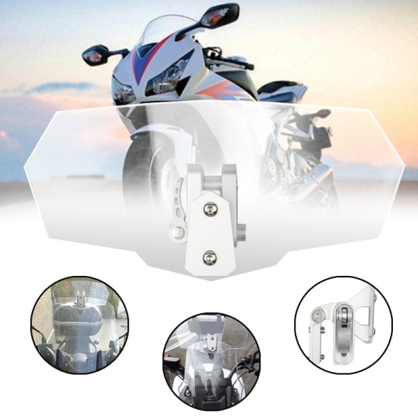 #1 Motorcykel Vindruta Justerbar Clip on Windshield Extension Spoiler Vindavvisare för Motorcycle-Smoke#