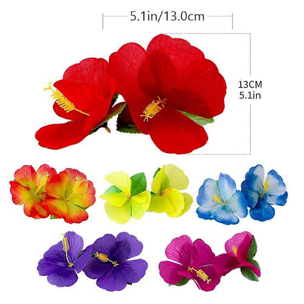 72 st Simuleringsblomma Hawaii Dekorationer Falska Hibiskusblommor Ornament (Slumpmässig Färg)