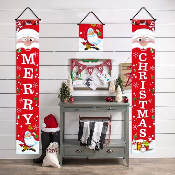 *Jul Veranda Banner Noel Skyltar Röd Koppling för Semester Front D*
