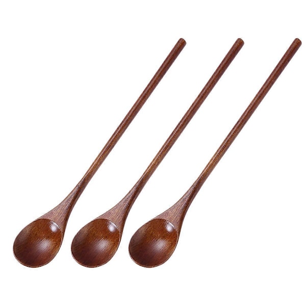 3 Deler Miljøvennlig Naturlig Treskje Sett for Spising Blanding Røring Matlaging Kaffe Demitasse Te Dessert