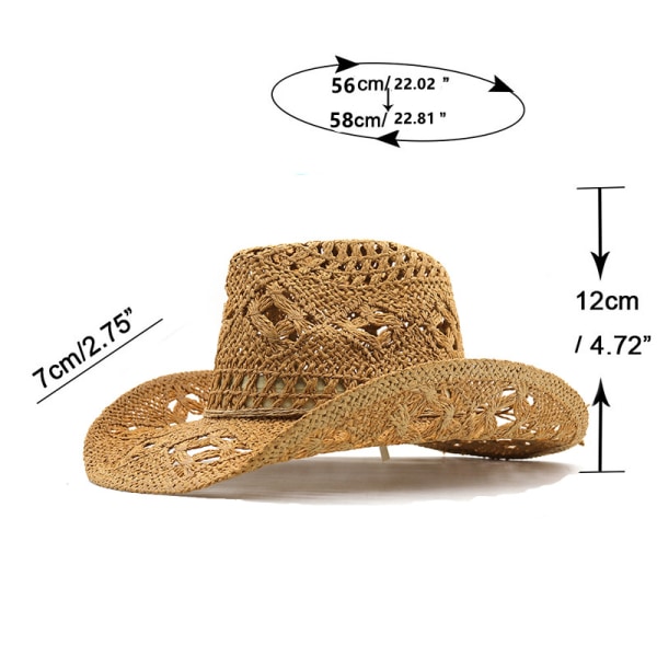 Unisex Västerländsk Cowboyhatt Vävd Handflätat Ströhatt Strandkeps Jazz U
