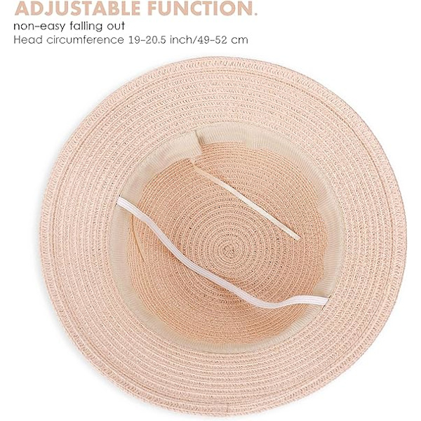 Solhatt för flickor, barn, sommar, halmhatt och liten väska set (52 cm) med