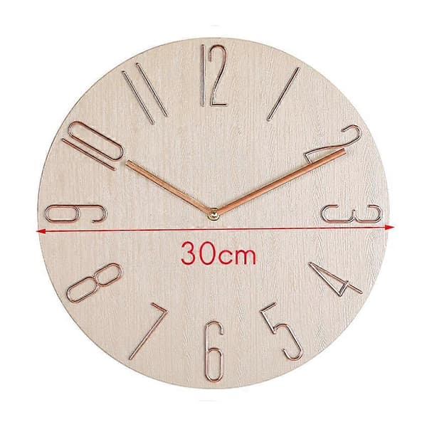 Enkel Väggklocka 30 cm Vardagsrum Hem Väggklocka Klocka Mode Sovrum Väggklocka-Beige