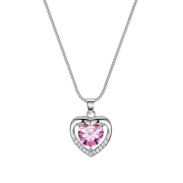 Rosa Hjärta Halsband silver dam smycken