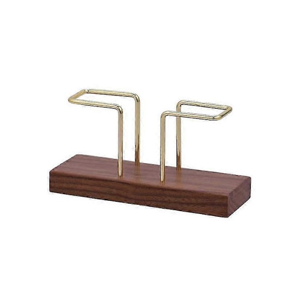 Serviettholder for bord, valnøtt tre, blank metallholder, separate vevsdispensere for kjøkken og