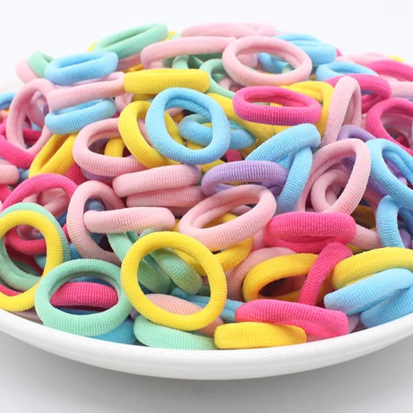 *100 stk. elastiske hårbånd, mini farverige bløde hestehalebånd Mu*