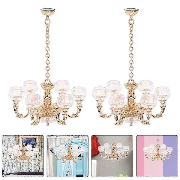 2 stk. Miniatyr Hengende Lampe Dukkehus Miniatyr Taklampe Modell Dukkehusrekvisitt 1:12