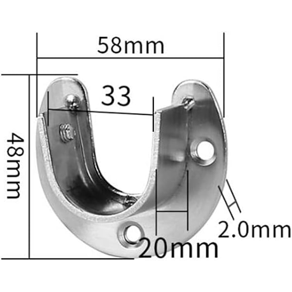 2 stycken väggmonterade klädstångsbeslag (Silver), Gardinstångsbeslag B