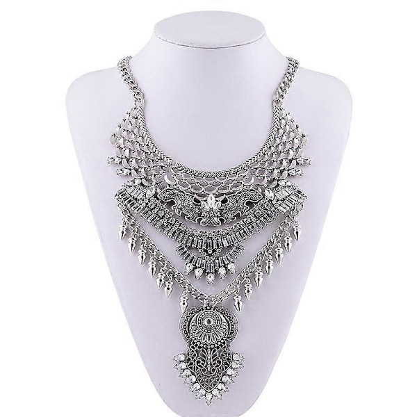 Damhalsband, Lång Fransig Tjock Boho Punk Halsband