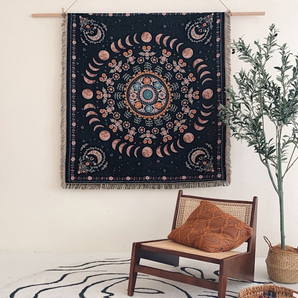 1 Stycke 160x130cm Rutig Pläd The Moon Stickad Dekorerad med F