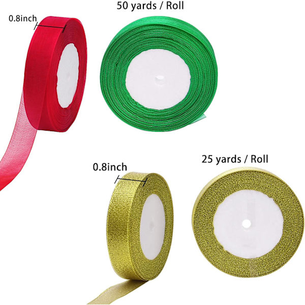 /#/4 ruller 4/5 tommer i bredde jule metallic glitter organza/#/