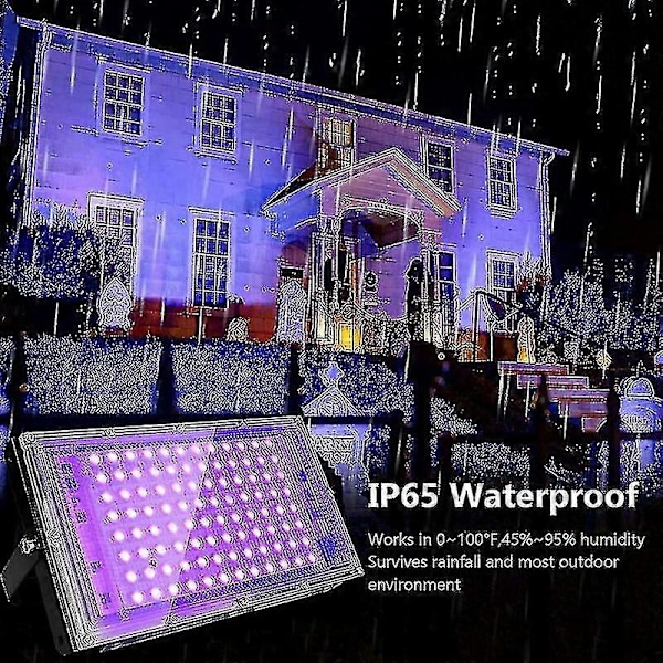 2 stk. 100W UV LED Floodlight Sort Lys IP65 Vandafvisende, Ultraviolet LED Lampe, Effektbelysning Til Akvarium, Fest, Neonmaling, Fluorescerende Poster