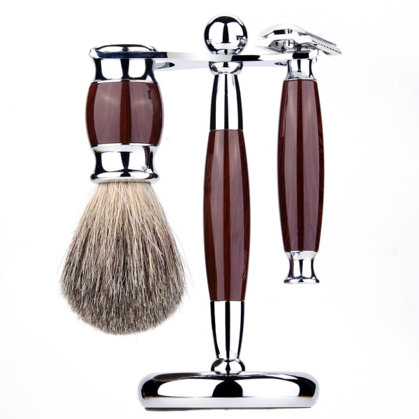 #Barbersæt 3-delt klassisk barbermaskine og børste#