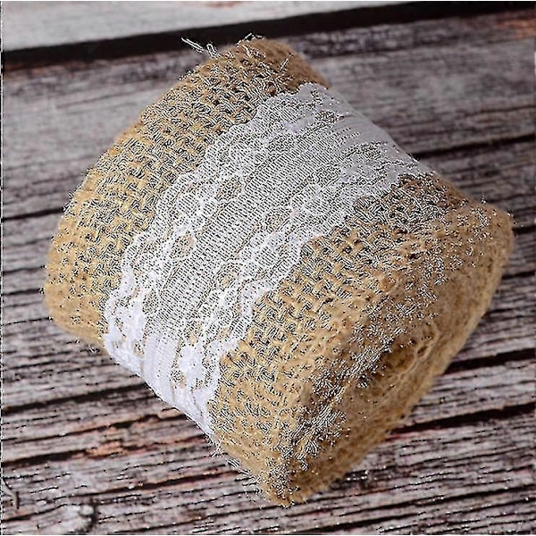 5 Rullar 2 meter Linne Rulle Jute Diy Handgjord Spets Bröllop Hantverk Linne Rulle