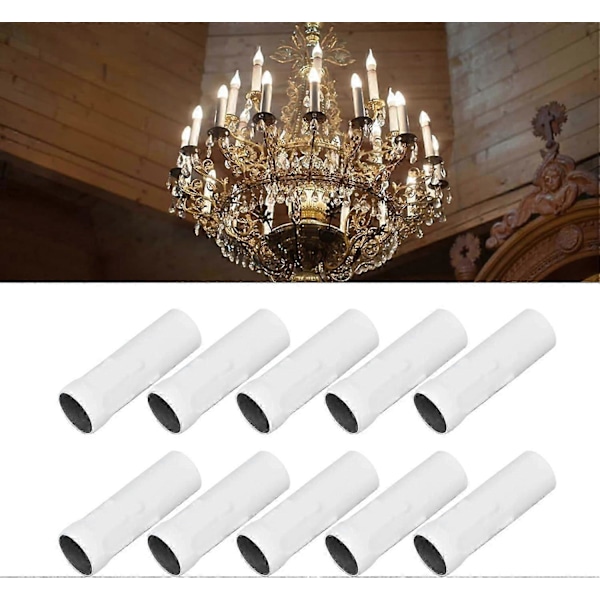 10 Stk. Lysekrone Lysmanchetter, Lysmanchetter til Lamper, 25x80mm Lysholder Rør, E14 Metalrør Lampehoved Jernhus, (Hvid)