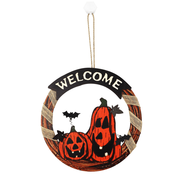 #Træ Halloween Dørhæng - Spooky Græskar, Halloween Dekoration#